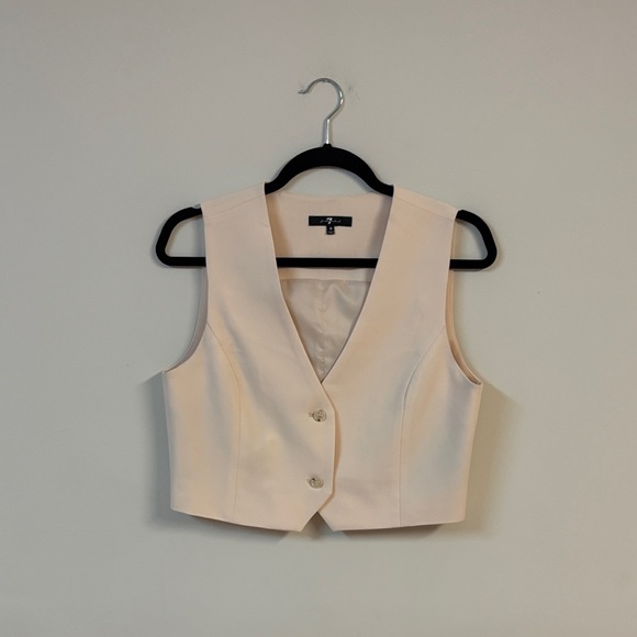 7 For All Mankind Cream Tailored Vest size M - Picture 2 of 3